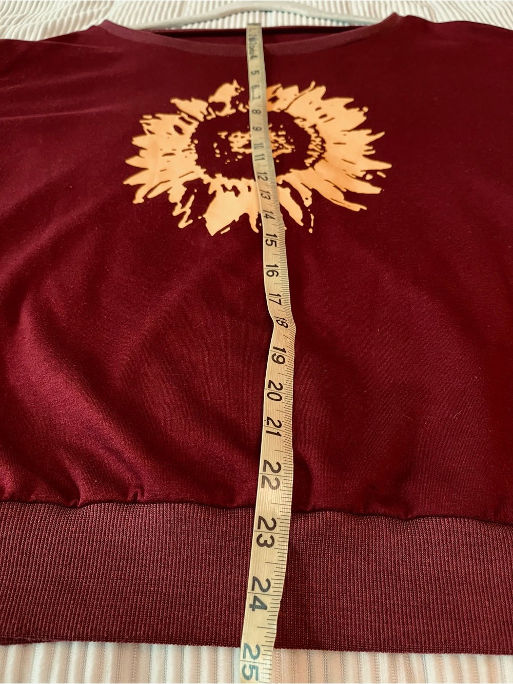 Maroon  Cotton Blend Artsy Wimsy Sweatshirt with Cream Sunflower Graphic - Picture 6 of 6